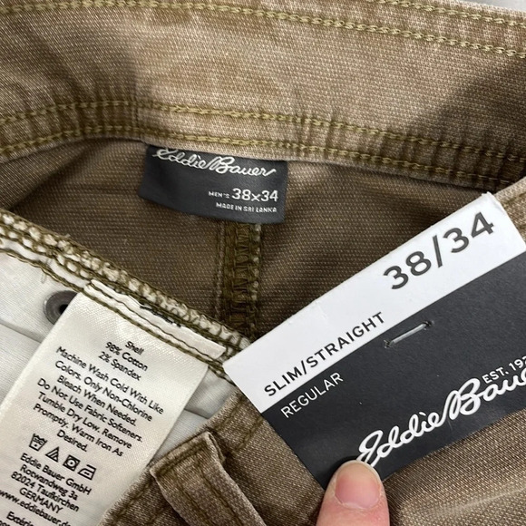 Eddie Bauer Jeans NWT Khaki Flex Diamond Dobby Slim Straight Size 38x34 - Picture 8 of 11